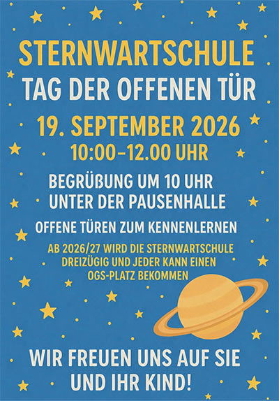Tag der offenen Tür 2026
Samstag 20.09.2026 10-12 Uhr